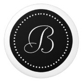 Monogramm Schwarz mit Punkten, Script-Schriftart Keramikknauf (Vorderseite)