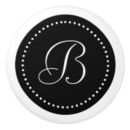 Monogramm Schwarz mit Punkten, Script-Schriftart Keramikknauf