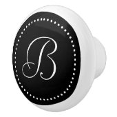 Monogramm Schwarz mit Punkten, Script-Schriftart Keramikknauf (Rechts)