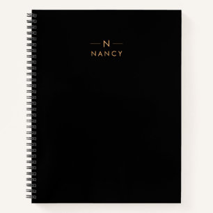 Monogramm Schwarz, modern Minimalistisch elegant Notizblock