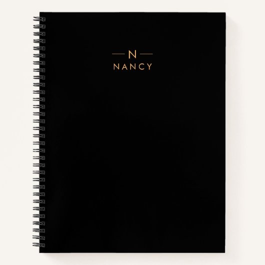Monogramm Schwarz, modern Minimalistisch elegant Notizblock (Vorderseite)