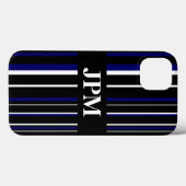 Monogramm Schwarz, Navy Blau, Weißer Strichcodestr Case-Mate iPhone Hülle (Rückseite (Horizontal))
