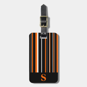 Monogramm Schwarz Orange Barcode Streifen Gepäckanhänger