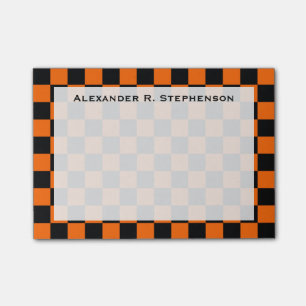 Monogramm Schwarz-Orange-Karton Post-it Klebezettel