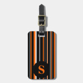 Monogramm Schwarz, orange, Strichcodestreifen Gepäckanhänger (Vorderseite vertikal)
