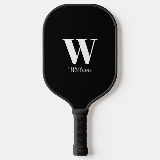 Monogramm Schwarz Pickleball Schläger (Vorderseite)