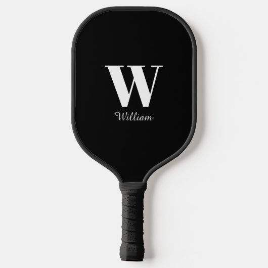 Monogramm Schwarz Pickleball Schläger (Rückseite)