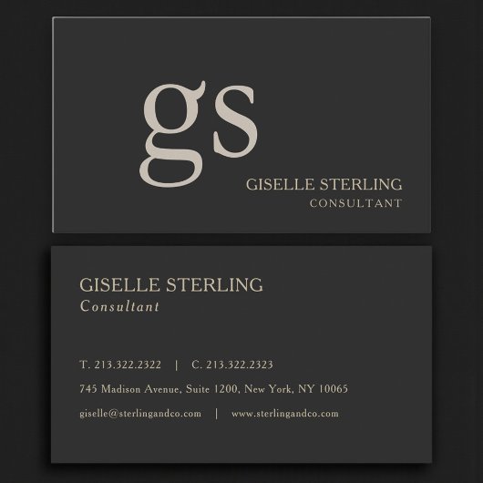 Monogramm Schwarz Professional Visitenkarte