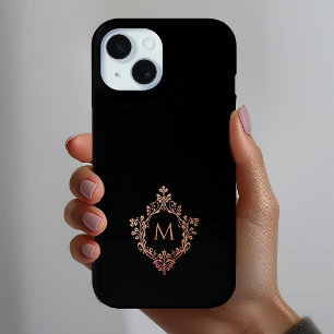 Monogramm Schwarz Rosa Elegantes Rose Gold Wappen  Case-Mate iPhone Hülle