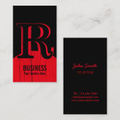 Monogramm Schwarz/Rot Visitenkarte (Vorne/Hinten)