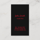 Monogramm Schwarz/Rot Visitenkarte (Rückseite)