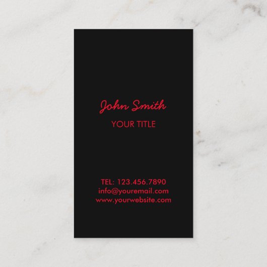 Monogramm Schwarz/Rot Visitenkarte (Rückseite)