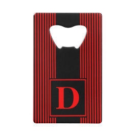 Monogramm Schwarz/Roter Pinstreifen Kreditkarten Flaschenöffner