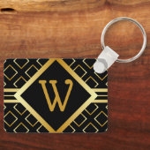 Monogramm SCHWARZ und FAUX Gold mit INITIALE Only Schlüsselanhänger (Vorderseite)