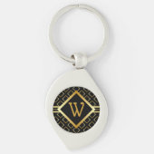 Monogramm SCHWARZ und FAUX Gold Muster INITIALE nu Schlüsselanhänger (Vorderseite)