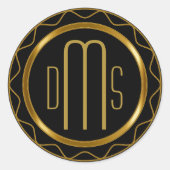 Monogramm Schwarz und Gold-Design Runder Aufkleber (Vorderseite)
