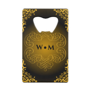 Monogramm Schwarz und Gold mit dekorativen Element Geldbeutel Flaschenöffner