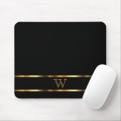 Monogramm Schwarz und Gold Mousepad (Mit Mouse)