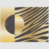 Monogramm Schwarz und Gold Streifen Zebra Muster Seidenpapier (Vorderseite)