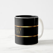 Monogramm Schwarz und Gold Zweifarbige Tasse (VorderseiteRechts)