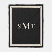 Monogramm Schwarz und Mandeln mit drei Buchstaben Fleecedecke (Vorderseite)