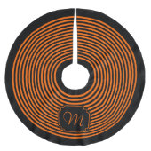 Monogramm Schwarz und Orange Streifen Polyester Weihnachtsbaumdecke (Vorderseite)