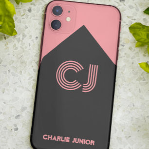 Monogramm Schwarz und Rosa Retro Case-Mate iPhone Hülle