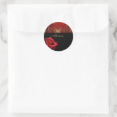 Monogramm Schwarz und Rote Rose Rundkleber Runder Aufkleber (Tasche)
