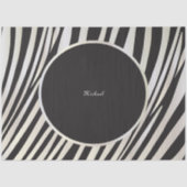 Monogramm Schwarz und Silber Streifen Zebra Muster Seidenpapier (Vorderseite)