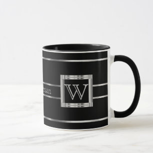 Monogramm Schwarz und Silber  Tasse