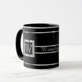 Monogramm Schwarz und Silber Tasse (Vorderseite Links)