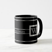 Monogramm Schwarz und Silber Tasse (VorderseiteRechts)