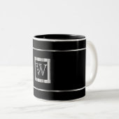 Monogramm Schwarz und Silber Zweifarbige Tasse (VorderseiteRechts)