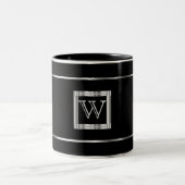 Monogramm Schwarz und Silber Zweifarbige Tasse (Mittel)
