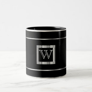 Monogramm Schwarz und Silber Zweifarbige Tasse