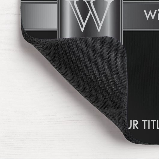 Monogramm Schwarz und Stahl Mousepad (Ecke)