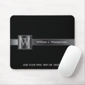 Monogramm Schwarz und Stahl Mousepad (Mit Mouse)