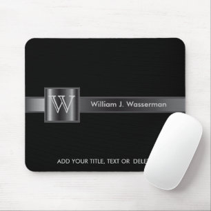 Monogramm Schwarz und Stahl Mousepad