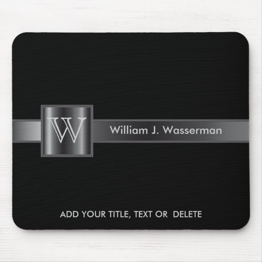Monogramm Schwarz und Stahl Mousepad (Vorne)