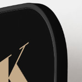 Monogramm schwarz und Tan Streifen Pickleball Schläger (Linke Seite)