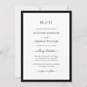 Monogramm schwarz und weiß einladung