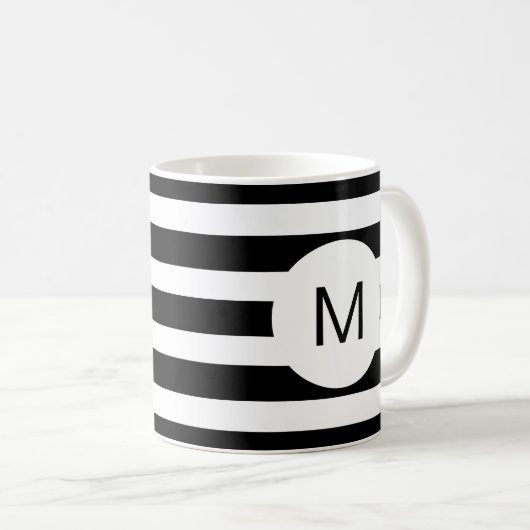 Monogramm, schwarz und weiß gestrichen (benutzerde kaffeetasse (VorderseiteRechts)