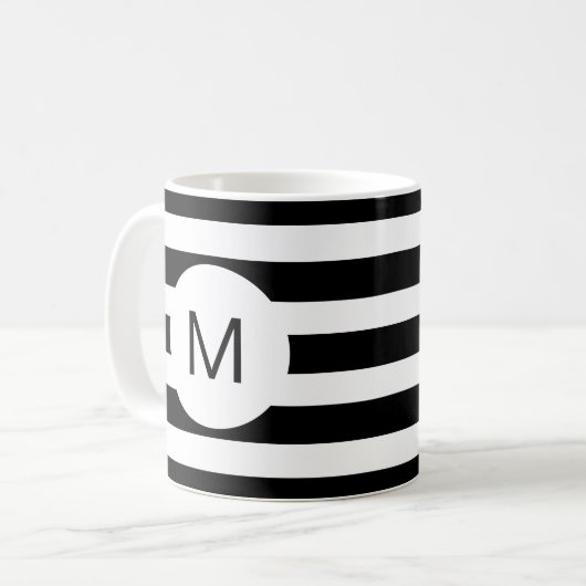 Monogramm, schwarz und weiß gestrichen (benutzerde kaffeetasse (Vorderseite Links)