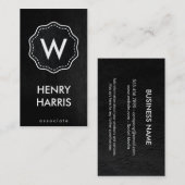 Monogramm/Schwarz Visitenkarte (Vorne/Hinten)