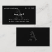 Monogramm Schwarz Visitenkarte (Vorne/Hinten)