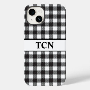 Monogramm Schwarz-Weiß-Büffel-Karo-Trend Case-Mate iPhone 14 Hülle