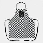 Monogramm Schwarz-Weiß-Diamantmuster Schürze (Vorderseite)