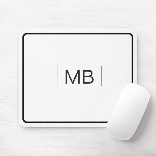 Monogramm Schwarz-weiß Einfach Beruflich Mousepad (Mit Mouse)