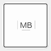 Monogramm Schwarz-weiß Einfach Beruflich Quadratischer Aufkleber (Vorderseite)