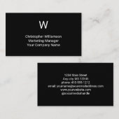 Monogramm Schwarz-weiß Einfache Minimalistische Ma Visitenkarte (Vorne/Hinten)